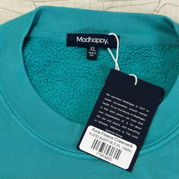 NEW MADHAPPY AURA LOS ANGELES TEAL CREWNECK SZ XL - Picture 7 of 8